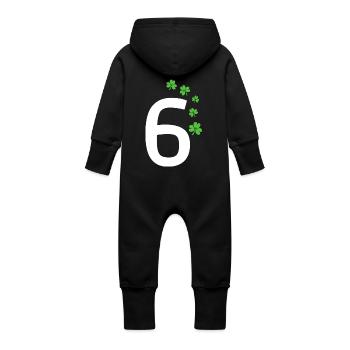 6 - Baby Organic Sweat Overalls With Hood - black - Back