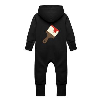 Pinceau - Grenouillère à capuche bio en molleton Bébé - noir - Dos