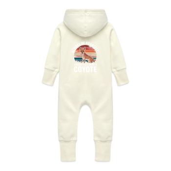 Coyote Animal Funny - Baby Organic Sweat Overalls With Hood - vanilla - Back