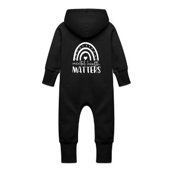 Mental Health Matters Rainbow Heart Design - Baby Organic Sweat Overalls With Hood - vanilla - Back