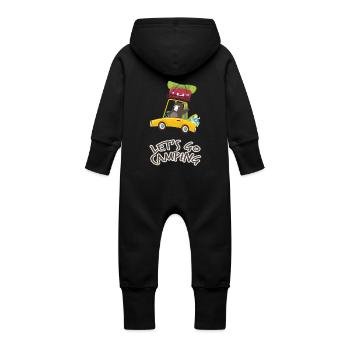 Let's go camping and Traveling by car T-shirt - Baby Organic Sweat Overalls With Hood - black - Back