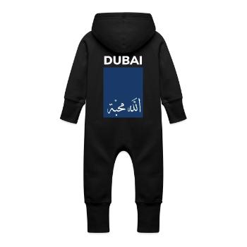 Dubai T-shirt with Arabic lettering - Baby Organic Sweat Overalls With Hood - black - Back