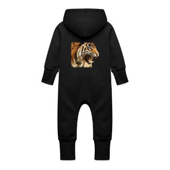 Danger tigre - Grenouillère à capuche bio en molleton Bébé - noir - Dos