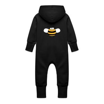 Lustige Süße Kinder Biene / Hummel - Baby Bio Sweat Overall mit Kapuze - Schwarz - Hinten