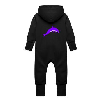 Lila delfin - Baby Bio Sweat Overall mit Kapuze - Schwarz - Hinten