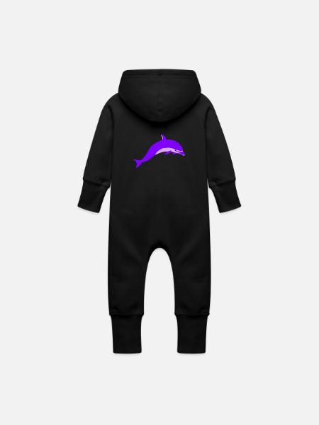 Lila delfin - Baby Bio Sweat Overall mit Kapuze - Schwarz