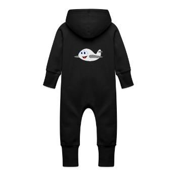 Flugzeug - Baby Bio Sweat Overall mit Kapuze - Schwarz - Hinten