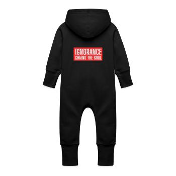 Gestaltung von Texten "Ignorance chains the souls - Baby Bio Sweat Overall mit Kapuze - Schwarz - Hinten