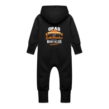 Opa Enkelkinder Helden Großvater - Baby Bio Sweat Overall mit Kapuze - Schwarz - Hinten