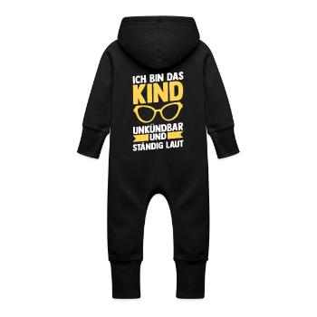 Tochter Sohn - Baby Bio Sweat Overall mit Kapuze - Schwarz - Hinten
