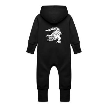 evil crocodile - Baby Organic Sweat Overalls With Hood - black - Back