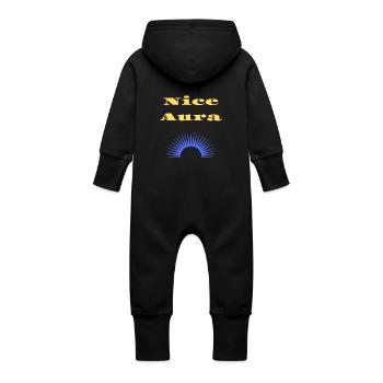 Nice Aura Bro, Gute Energie, Positive Ausstrahlung - Baby Bio Sweat Overall mit Kapuze - Schwarz - Hinten
