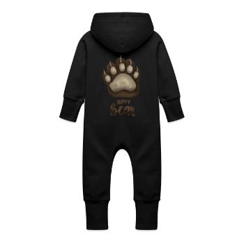 Baby Bear - für Baby-Eltern Partnerlook - Baby Bio Sweat Overall mit Kapuze - Schwarz - Hinten
