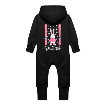 Skihasi Skihase Skiurlaub Wintersport Hase Schnee - Baby Bio Sweat Overall mit Kapuze - Schwarz - Hinten