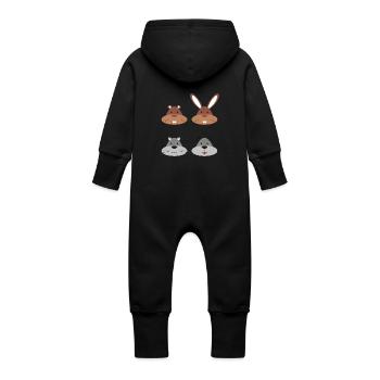Animaux - Grenouillère à capuche bio en molleton Bébé - noir - Dos