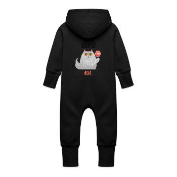 Chat grincheux 404 - Grenouillère à capuche bio en molleton Bébé - noir - Dos