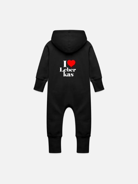 Leberkäse - Baby Bio Sweat Overall mit Kapuze - Schwarz
