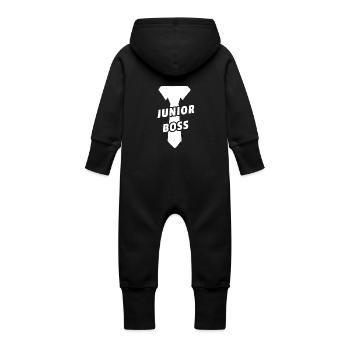 Junior Boss Geschenk Baby Babybody Strampler - Baby Bio Sweat Overall mit Kapuze - Schwarz - Hinten