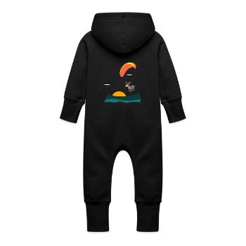 Âne mouches parapente - Grenouillère à capuche bio en molleton Bébé - noir - Dos