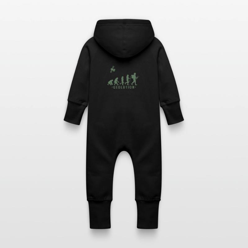 Geocaching evolution Chemise Geolution Grenouillère à capuche bio en molleton Bébé