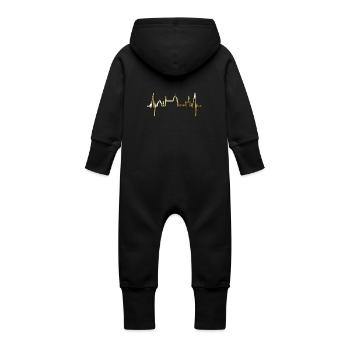 Florence Skyline Italy Heartbeat I Love Firenze - Baby Organic Sweat Overalls With Hood - vanilla - Back