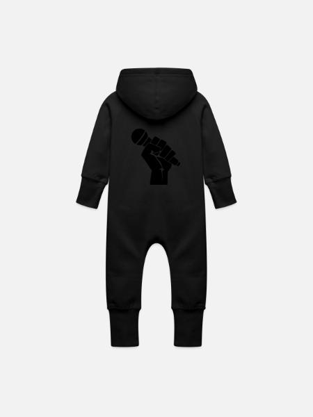 Faust mit Mikrofon - Baby Bio Sweat Overall mit Kapuze - Schwarz