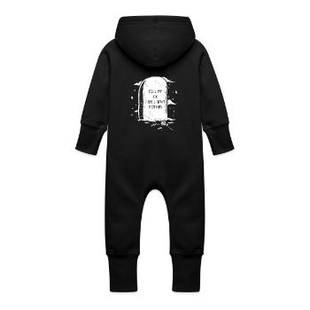 Halloweenspruch "Tell my ex I'm waiting for him" - Baby Organic Sweat Overalls With Hood - vanilla - Back