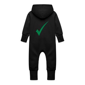 Grüner Haken Check - Baby Bio Sweat Overall mit Kapuze - Schwarz - Hinten