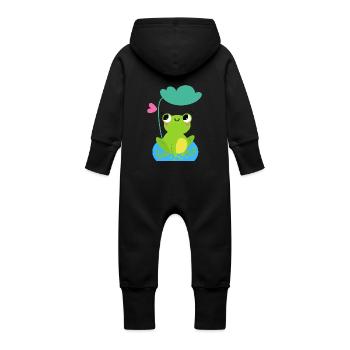 Niedlicher Frosch - Baby Bio Sweat Overall mit Kapuze - Vanille-Milchshake - Hinten