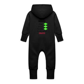 Preisliste - Baby Body Strampler - Baby Bio Sweat Overall mit Kapuze - Schwarz - Hinten