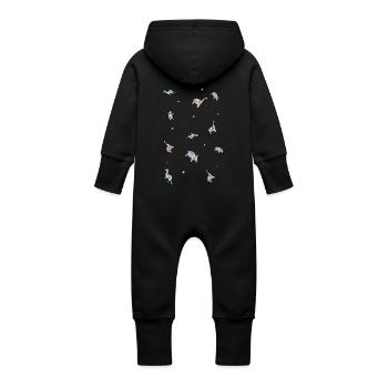 Dino - Baby Bio Sweat Overall mit Kapuze - Schwarz - Hinten