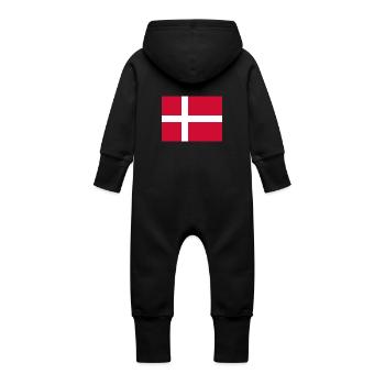 Dänemark Flagge - Baby Bio Sweat Overall mit Kapuze - Schwarz - Hinten