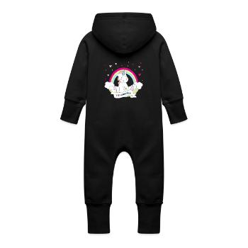 (i_love_unicorns) - Grenouillère à capuche bio en molleton Bébé - noir - Dos