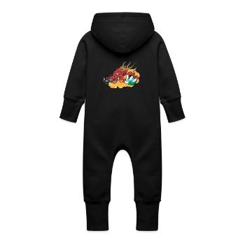 Oriental dragon - Baby Organic Sweat Overalls With Hood - black - Back