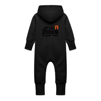 Drum'n'Bass Music Techno Bass Gift Idea - Baby Organic Sweat Overalls With Hood - black - Back