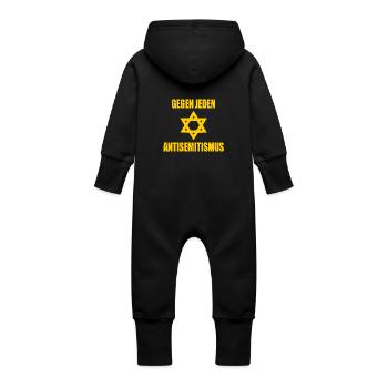 Against all anti-Semitism - Baby Organic Sweat Overalls With Hood - black - Back