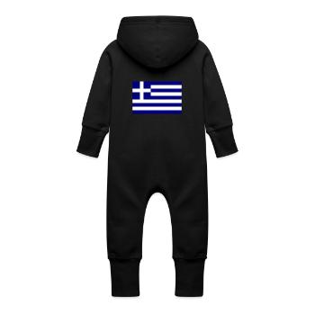 Griechenland Flagge - Baby Bio Sweat Overall mit Kapuze - Schwarz - Hinten