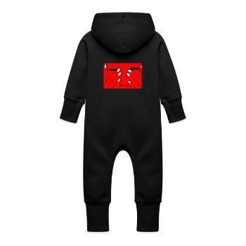 Face red white - Baby Organic Sweat Overalls With Hood - black - Back