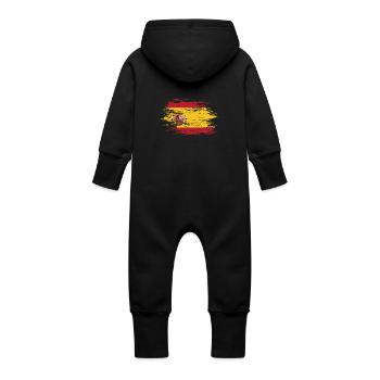 Spain flag used - Baby Organic Sweat Overalls With Hood - black - Back