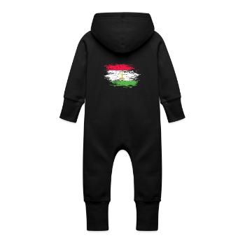 Tajikistan flag used - Baby Organic Sweat Overalls With Hood - vanilla - Back