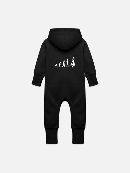 Basketball Evolution | Basketball - Baby Bio Sweat Overall mit Kapuze - Schwarz