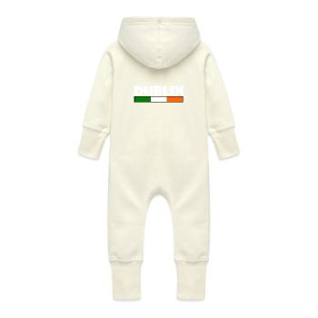 Dublin - Baby Organic Sweat Overalls With Hood - vanilla - Back