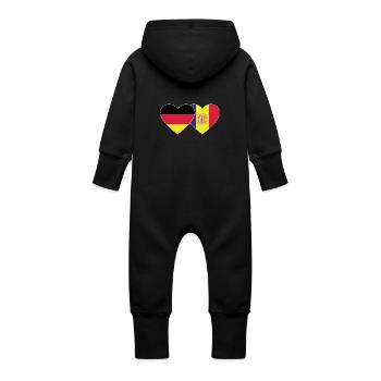 Germany Andorra Flag Heart - Baby Organic Sweat Overalls With Hood - vanilla - Back