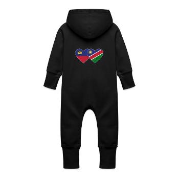 Liechtenstein Namibie Drapeau Coeur - Grenouillère à capuche bio en molleton Bébé - vanille - Dos