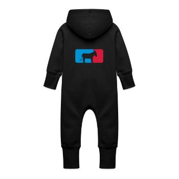 bouton sport logo cool âne cheval poney petit paquet - Grenouillère à capuche bio en molleton Bébé - noir - Dos