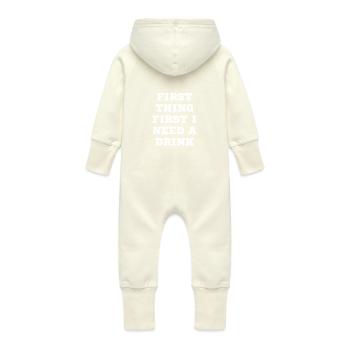 The first thing I need is a drink - Baby Organic Sweat Overalls With Hood - vanilla - Back