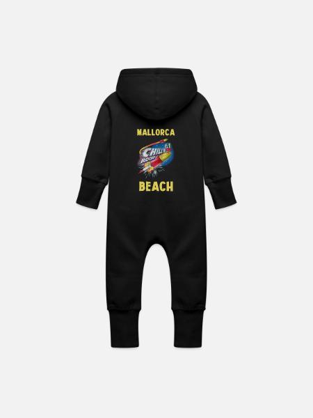 Plage de Majorque - Grenouillère à capuche bio en molleton Bébé - noir