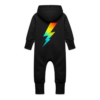 80s bolt lighting classic - Baby Organic Sweat Overalls With Hood - black - Back