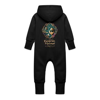 Ramadan Gift Eid Mubarak Islam Allah Muslim - Baby Organic Sweat Overalls With Hood - black - Back