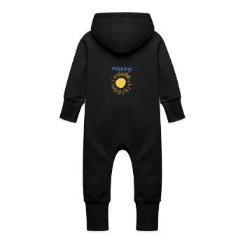 Sonnenschein wir vermissen dich! - Baby Bio Sweat Overall mit Kapuze - Schwarz - Hinten